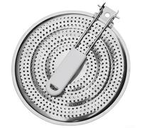 Placa de cocción a fuego lento para cocinas de gas y eléctricas, disco domador de llama con agarre fresco al tacto para ollas y sartenes delicadas, distribución uniforme de 40 cm (acero inoxidable)