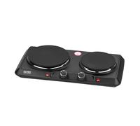Placa de cocción doble TZS First Austria 2500 W | Placas de cocción de hierro fundido 180/150 mm | Control manual | Carcasa metálica | Portátil para camping y viajes