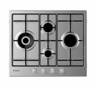 Placa de cocina de 60 cm a gas 4 fuegos Inox Serie Timeless | Seguridad de gas, parrillas esmaltadas, quemador de doble corona, diseño compacto, fácil de limpiar, altura x anchura 0,8 x