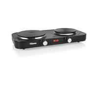 Placa de cocina pórtatil Tristar - Doble quemador - Para alojamiento de estudiantes, camping, cocina americana - 15,5 y 18,5 cm de diámetro - Termostato regulable - 2 500 W - KP-6152