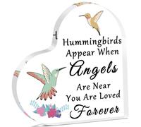 Placa de condolencias con diseño de colibrí acrílico, regalo conmemorativo por la pérdida de tu amada mamá, papá, amigo, marido, esposa, duelo, condolencias, regalo para decoración de mesa de recuerdo