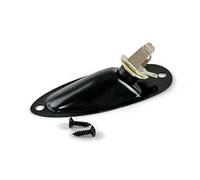 Placa de conector de guitarra estilo barco para cables de audio de 6,35 mm, apto para Fender Strat Sq, color negro