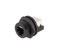 Placa de conector impermeable RJ45 de plástico, toma de cable PCB hembra delantera y trasera CAT6a 100M Gigabit IP67(RJ45 threaded female 180 rear socket)