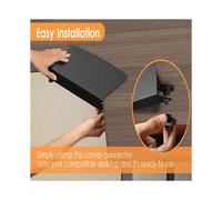Placa de Conexión para Escritorio de Esquina con Abrazadera, Extensor de Plataforma de Escritorio en L, Tapete para Escritorio de Esquina - Negro