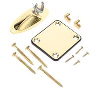 Placa de Conexión para Guitarra Eléctrica, Fijación Segura | Metal y Hierro, Color Dorado, con Tornillos Incluidos, para Reparación de Instrumento y Escenario