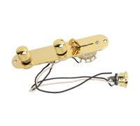 Placa de control de guitarra Interruptor de 5 vías Potenciómetros de 250 KΩ Controles de tono de volumen moleteados Perillas para reemplazo de piezas de guitarra eléctrica estilo (Gold)