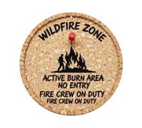 Placa de corcho natural con texto en inglés "ACTIVE BURN AREA NO"