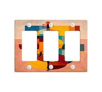 Placa de cubierta abstracta para interruptor de luz de violín, cubierta de toma, arte musical geométrico colorido para decoración del hogar, placas de pared termoplásticas, placa de pared de tamaño