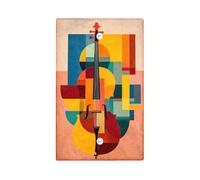 Placa de cubierta abstracta para interruptor de luz de violín, cubierta de toma, arte musical geométrico colorido para decoración del hogar, placas de pared termoplásticas, placa de cubierta en blanco