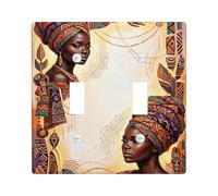 Placa de cubierta africana de doble luz, diseño étnico cultural geométrico, cultural, de plástico cálido, tamaño estándar, placa decorativa para el hogar, sala de estar, dormitorio, decoración de baño