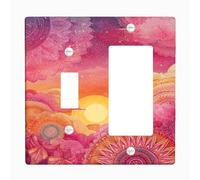 Placa de cubierta bohemia para interruptor de luz de puesta de sol, cubierta de toma, color melocotón y naranja, nubes de ensueño para decoración del hogar, placas de pared termoplásticas, balancín de