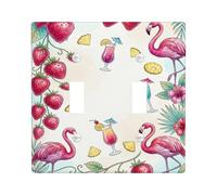 Placa de cubierta de interruptor de doble luz con diseño de pájaro tropical, cóctel de fresa vibrante, verano, melocotón, plástico, tamaño estándar, placas de pared decorativas para el hogar, sala de