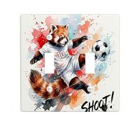 Placa de cubierta de interruptor de doble luz con diseño de panda rojo, diseño de balón de fútbol, acuarela, verano, naranja, plástico, tamaño estándar, para decoración del hogar, sala de estar