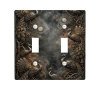 Placa de cubierta de interruptor de doble luz con diseño de pavo real, estilo steampunk, reloj de engranajes vintage, sin bronce, de plástico, tamaño estándar, placa decorativa para nuevo apartamento