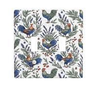Placa de cubierta de interruptor de doble luz de gallo, diseño rústico de hojas de lavanda de color verde otoño, de plástico, tamaño estándar, placa decorativa para el hogar, sala de estar, decoración