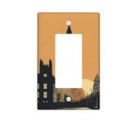 Placa de cubierta de interruptor de luz de atardecer otoñal, esquema de color naranja con diseño Big Ben para decoración del hogar, placas de pared termoplásticas, balancín individual de tamaño