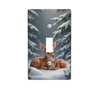 Placa de cubierta de interruptor de luz de ciervo de invierno, cubierta de enchufe, escena de bosque nevado para decoración del hogar, placas de pared termoplásticas, tamaño estándar, palanca única