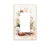 Placa de cubierta de interruptor de luz de cocina otoñal para decoración del hogar, maceta beige con varillas de canela, otoño acogedor, placas de pared termoplásticas, tamaño estándar