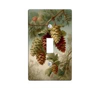 Placa de cubierta de interruptor de luz de cono de pino/cubierta de toma, elementos naturales verde terroso para decoración del hogar, placas de pared termoplásticas, tamaño estándar, palanca única