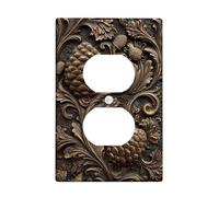 Placa de cubierta de interruptor de luz de cono de pino rústico, diseño natural de bronce antiguo para decoración del hogar, detalles de pared de temporada, toma dúplex individual de tamaño estándar