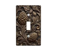 Placa de cubierta de interruptor de luz de cono de pino rústico, diseño natural de bronce antiguo para decoración del hogar, detalles de pared de temporada, palanca individual de tamaño estándar