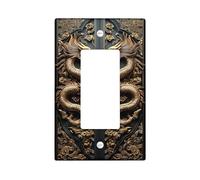 Placa de cubierta de interruptor de luz de dragón oriental, cubiertas de toma, dragones dorados para acentos de pared, placas de pared termoplásticas, estilo asiático, decoración del hogar, balancín