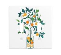 Placa de cubierta de interruptor de luz de hojas naranjas vintage, decoración de primavera de mandarina cítrica verde vibrante, cubierta de placa de pared termoplástica, detalles de pared para el