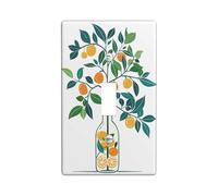 Placa de cubierta de interruptor de luz de hojas naranjas vintage, decoración de primavera de mandarina cítrica verde vibrante, cubierta de placa de pared termoplástica, detalles de pared para el