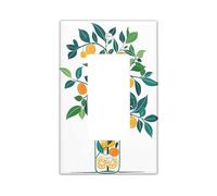 Placa de cubierta de interruptor de luz de hojas naranjas vintage, vibrante verde cítrico mandarina, decoración de primavera, cubierta de placa de pared termoplástica para el hogar, cocina, decoración