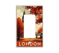 Placa de cubierta de interruptor de luz de otoño de Londres, decoración de pared de estilo vintage con Big Ben y árboles, perfecta para acentos del hogar, balancín individual de tamaño estándar