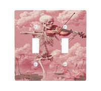 Placa de cubierta de interruptor de luz de violín con diseño de esqueleto para decoración de Halloween, termoplástico, tamaño estándar, doble palanca