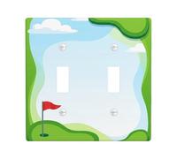 Placa de cubierta de interruptor de luz doble con bandera de golf, lúdica al aire última intervensión, verde cielo verano verde plástico tamaño estándar para nuevo departamento, hogar, recámara