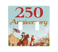 Placa de cubierta de interruptor de luz doble de aniversario, bandera histórica festiva de caballo, aniversario, plástico, tamaño estándar, placas de interruptor de pared, detalles para el hogar, sala