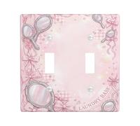 Placa de cubierta de interruptor de luz doble de espejo, elegante lazo femenino perla primavera melocotón plástico tamaño estándar placas de interruptor de pared acentos para el hogar, sala de estar
