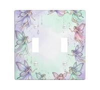Placa de cubierta de interruptor de luz doble de hada, diseño de gota de estrella de fantasía, primavera, color pastel, tamaño estándar, placas de pared decorativas para el hogar, sala de estar