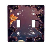 Placa de cubierta de interruptor de luz doble para baño de gato, cola de burbuja juguetona sin plástico negro, tamaño estándar, placas de interruptor de pared, detalles para nuevo apartamento, hogar