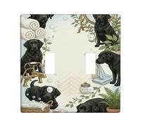 Placa de cubierta de interruptor de luz doble para baño de perro, toalla de burbujas para el hogar, sin plástico azul claro, tamaño estándar, placa decorativa para sala de estar, dormitorio