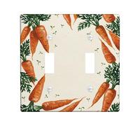 Placa de cubierta de interruptor de luz doble para cocina, diseño de hojas verdes rústicas de granja, color naranja, plástico, tamaño estándar, placas de pared decorativas para dormitorio, baño
