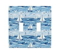Placa de cubierta de interruptor de luz doble para velero, faro náutico costero, gaviota costera, verano, plástico, tamaño estándar, placa decorativa para nuevo apartamento, hogar, dormitorio, oficina