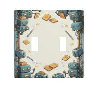 Placa de cubierta de interruptor de luz doble robot, cuchillo tostador de dibujos animados fantasioso N/A plástico azul tamaño estándar cubierta de interruptor de luz para el hogar, sala de estar