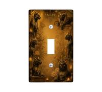 Placa de cubierta de interruptor de luz individual con diseño de gato, arte egipcio, lirio de agua, faraón, ninguno dorado, plástico, tamaño estándar, para dormitorio, baño, cocina, decoración de