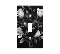 Placa de cubierta de interruptor de luz individual con forma de corazón, rosas románticas góticas, espinas, San Valentín, plástico, tamaño estándar, placas de interruptor de pared, detalles para el