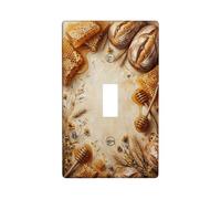 Placa de cubierta de interruptor de luz individual de panal de abeja, cosecha de trigo de pan natural rústico, plástico dorado, tamaño estándar, placa decorativa para el hogar, sala de estar
