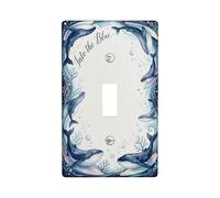 Placa de cubierta de interruptor de luz individual, diseño de ballena, burbujas de coral oceánico marino, plástico, tamaño estándar, para decoración del hogar, sala de estar, dormitorio, baño