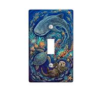 Placa de cubierta de interruptor de luz individual, diseño de ballena, océano, tortuga, pulpo, verano, azul, plástico, tamaño estándar, cubierta de interruptor de luz para nuevo apartamento, hogar