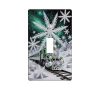 Placa de cubierta de interruptor de luz individual, diseño de copos de nieve de invierno, montañas, plástico verde invierno, tamaño estándar, placas de pared decorativas para el hogar, sala de estar