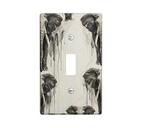Placa de cubierta de interruptor de luz individual, diseño de elefante, detalles de huellas naturales de vida silvestre, N/A, placa de interruptor de tamaño estándar, de plástico gris, decorativa para