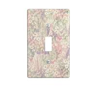 Placa de cubierta de interruptor de luz individual, diseño de mariposa, floral, vintage, lavanda, primavera, melocotón, plástico, tamaño estándar, placas de pared decorativas para el hogar, sala de