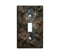 Placa de cubierta de interruptor de luz individual, diseño de pavo real, reloj de engranajes vintage steampunk, ninguno de bronce, de plástico, tamaño estándar, placa decorativa para el hogar, sala de