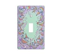 Placa de cubierta de interruptor de luz individual, diseño de pez, sombrero de fiesta juguetón, burbujas, verano, lavanda, plástico, tamaño estándar, cubierta de interruptor de luz para el hogar, sala